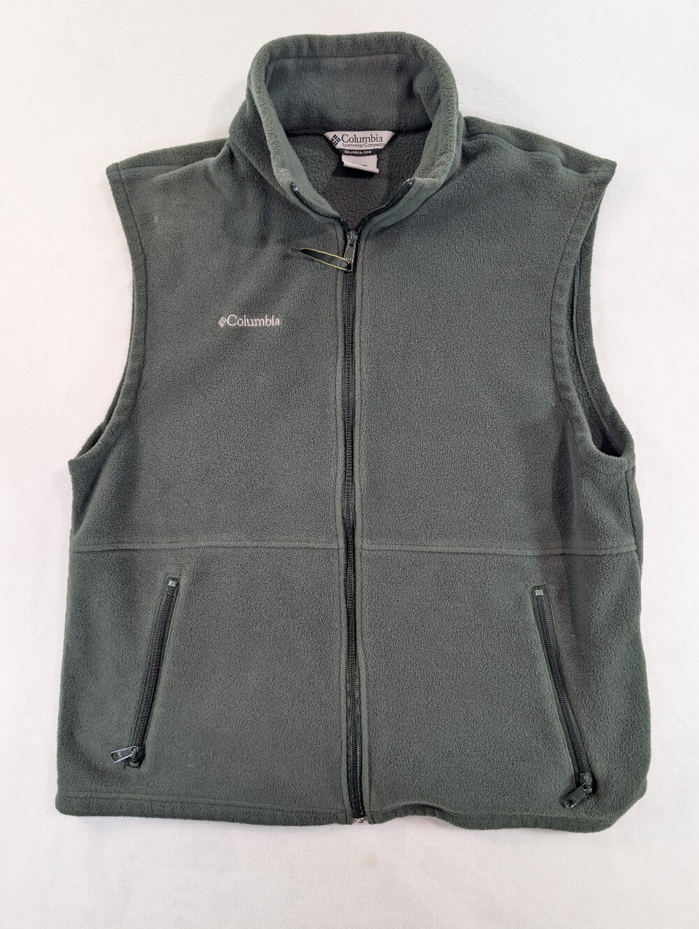 Columbia‎ Fleece Vest Men's Large Olive Green Full Zip Gorpcore Outdoor